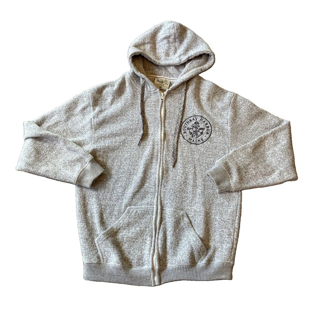 Pacific & Co Boothbay Harbor Main Gray Soft French Terry Fleece Unisex Hoodie M